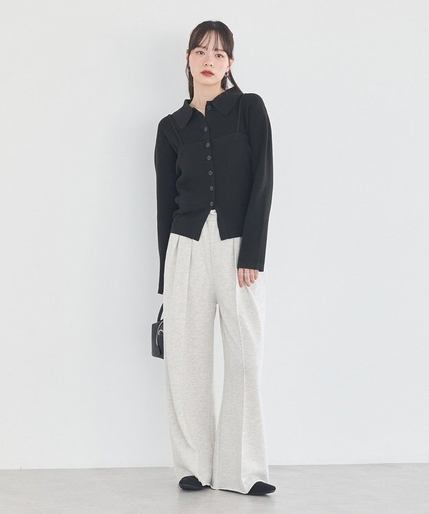 earth music&ecology 【2点SET】襟付きニットアンサンブル Black