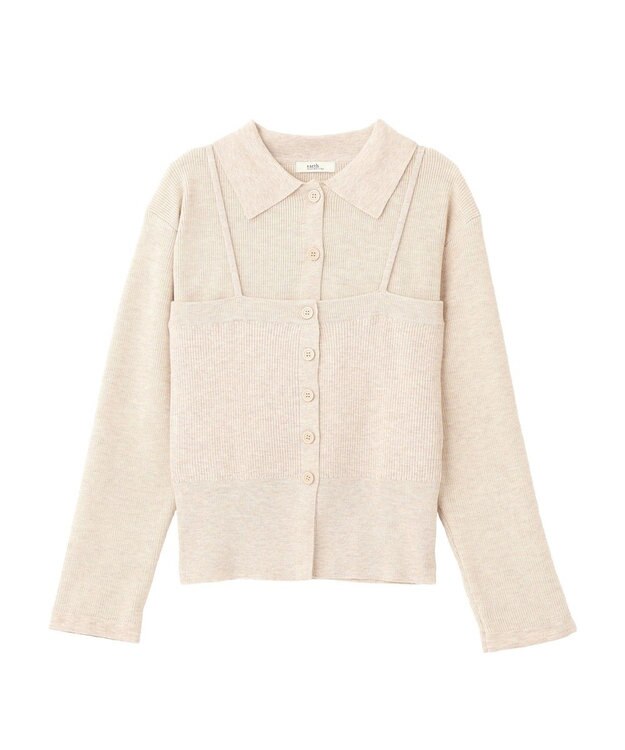 earth music&ecology 【2点SET】襟付きニットアンサンブル Gray Beige