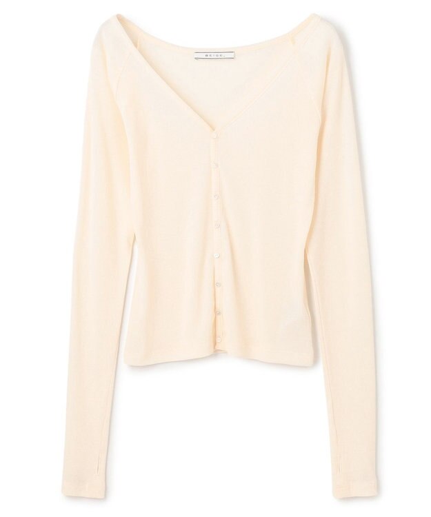 BEIGE， 【洗える・BAILA 10月号掲載】MARINO / 2WAYリブコンパクトカーディガン Ecru