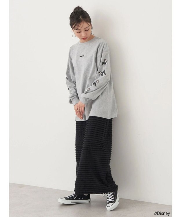 earth music&ecology Ｄｉｓｎｅｙ／袖プリントフィガロロンＴ Gray Mixture