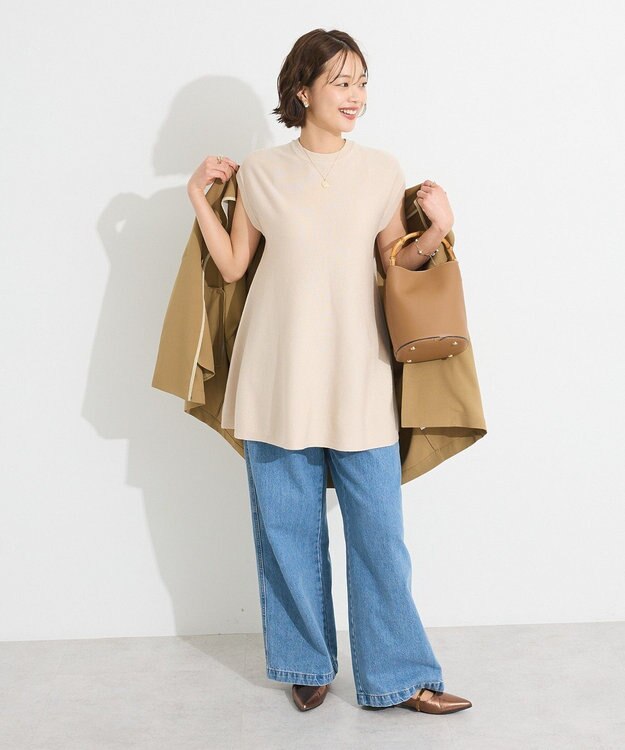 CRAFT STANDARD BOUTIQUE ファンクショナルノースリーブフレアニットプルオーバー Light Beige