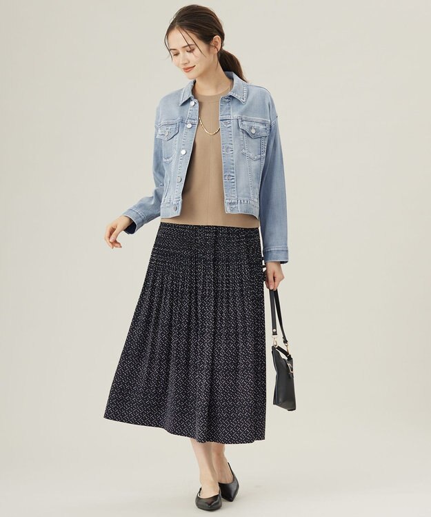 自由区 【洗える】ウスカルデニム襟付き ジャケット ライトインディゴ