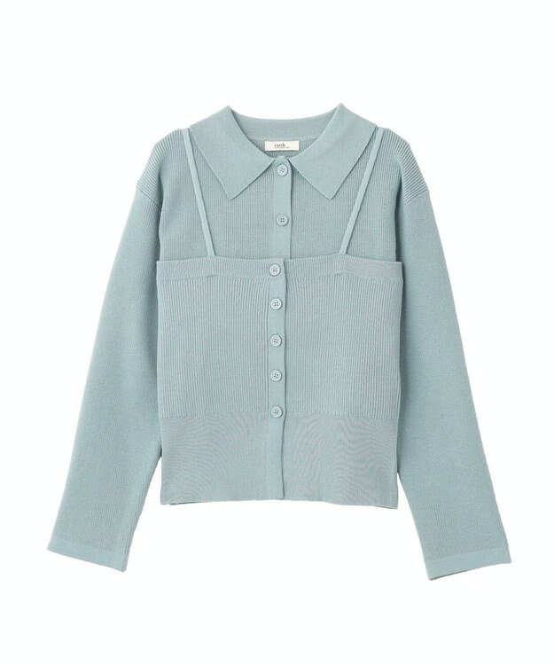 earth music&ecology 【2点SET】襟付きニットアンサンブル Blue