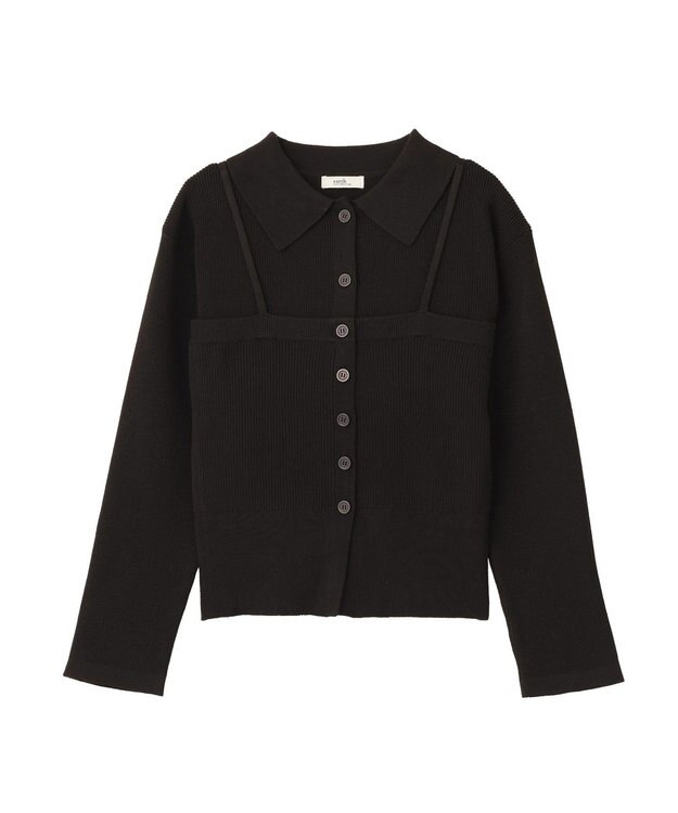 earth music&ecology 【2点SET】襟付きニットアンサンブル Black