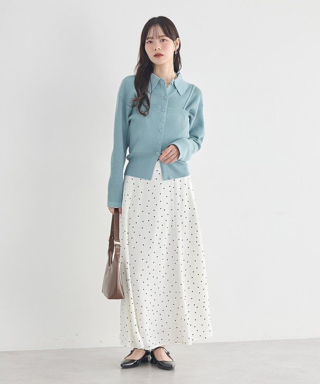 earth music&ecology 【2点SET】襟付きニットアンサンブル Blue