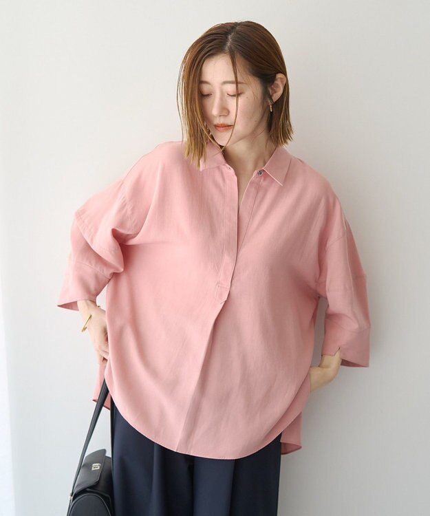 YECCA VECCA バルーン袖スキッパーシャツ Pink