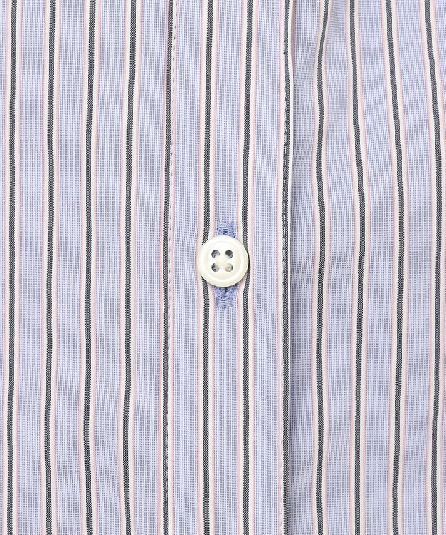 J.PRESS LADIES L 【洗える】BEZ ストライプ フリルネック ブラウス サックスブルー系1