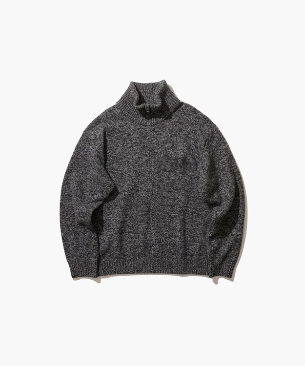 ATON LAMBS WOOL | ハーフジップセーター  - UNISEX CHARCOAL MOKU