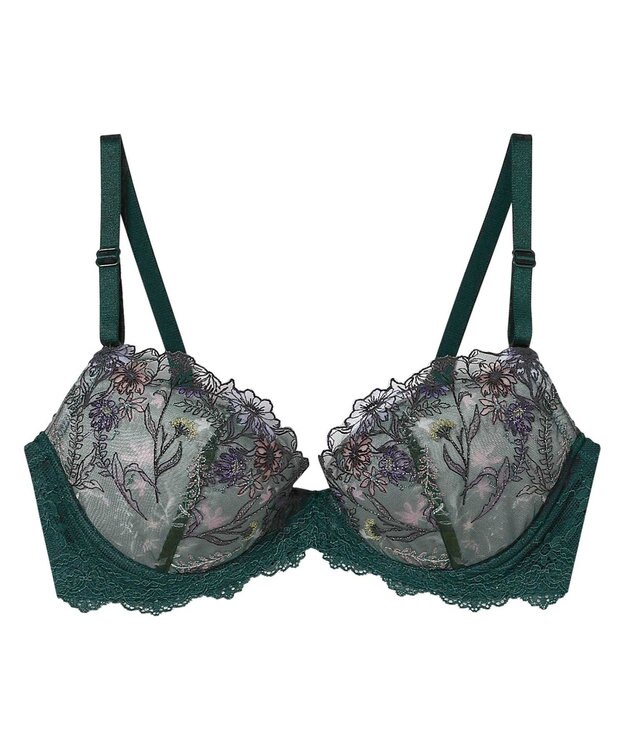 une nana cool バックスタイルまでかわいい Steppe Flower ワイヤーブラ ダークグリーン