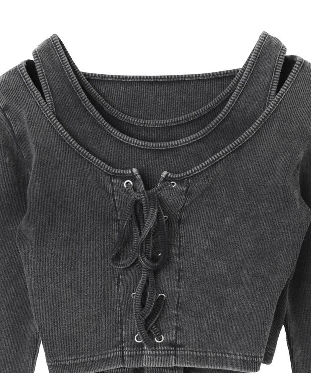 WEGO ヴィンテージライクレースアップトップス スミクロ