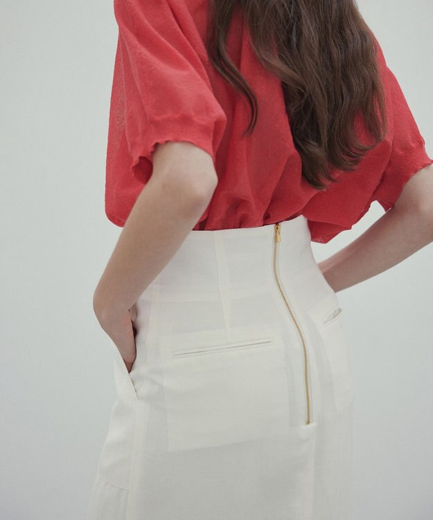 BEIGE， 【洗える】BERNARD / リネンアウトポケットハイウエストスカート Meringue