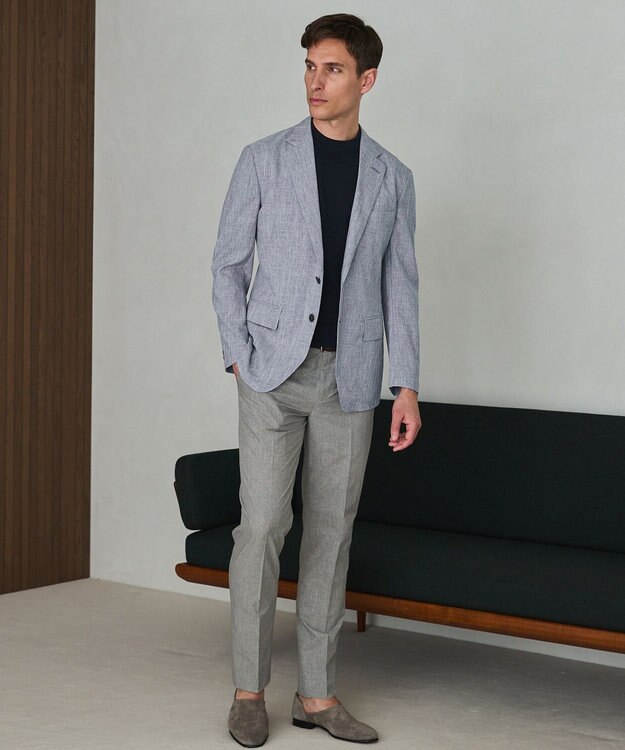 GOTAIRIKU 新クオリティ/KINGサイズ追加【洗える/シワになりにくい】タイワンタフタ  擬麻ジャケット サックスブルー系