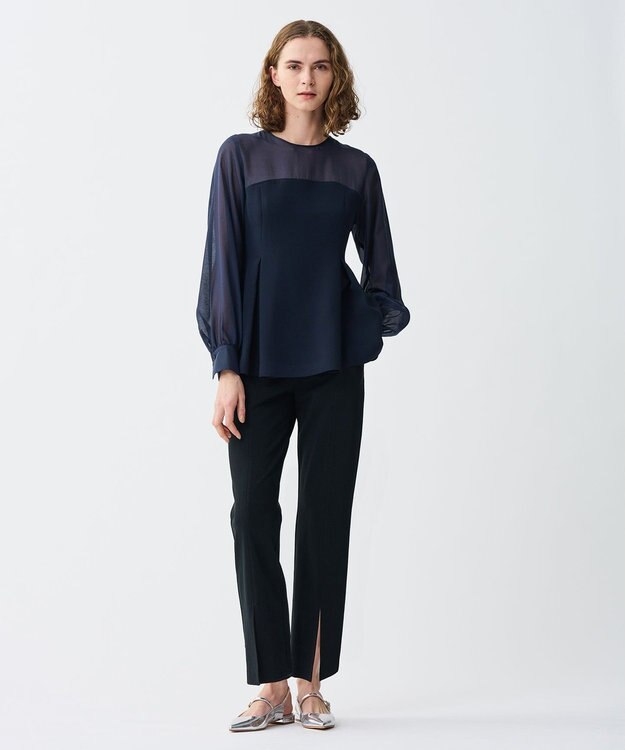 uncrave 【UVカット・接触冷感・洗濯機洗い可】ダブルフェイスジャージー スリットパンツ ブラック