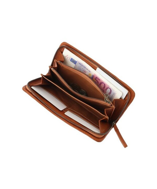 genten ゴートベーシック ラウンド長財布 チャ