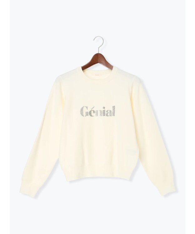 Te chichi ラインストーンレタードニットプルオーバー オフホワイト