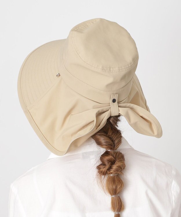 MOONBAT 【遮光100％/遮熱/UVカット】PAUL&JOE ACCESSOIRES(ポール&ジョー）後ろ垂れ 広つばハット 帽子 サイズ調整可能 手洗い可能 ベージュ