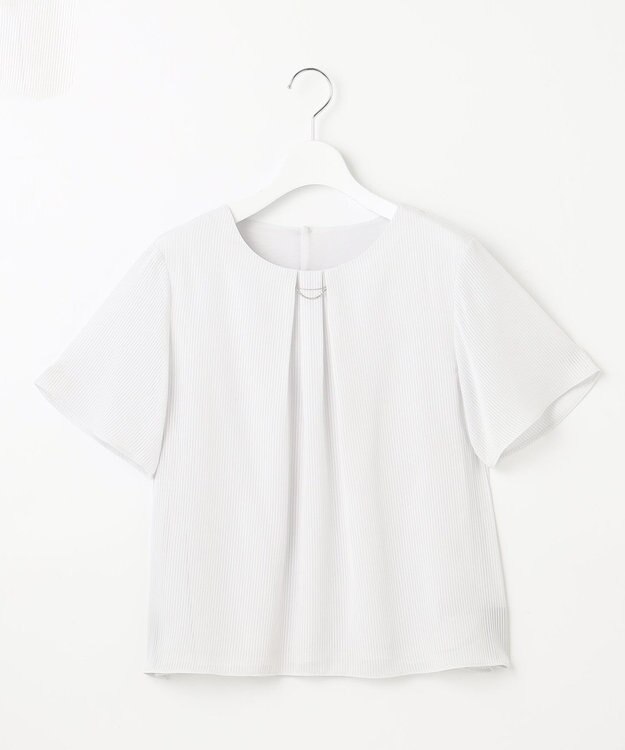 J.PRESS LADIES L シアーストライプ カットソー ライトグレー系1