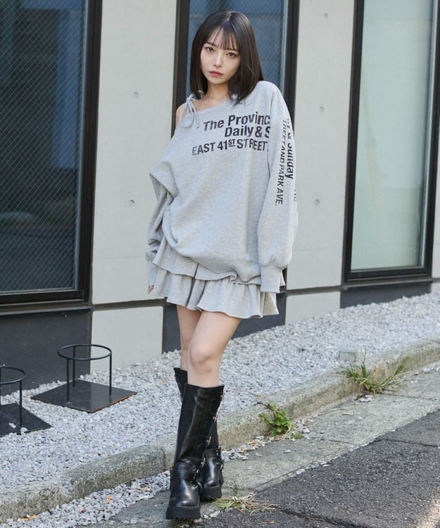 WEGO 裏起毛2WAYグラフィックワンショルBIGスウェット 柄3