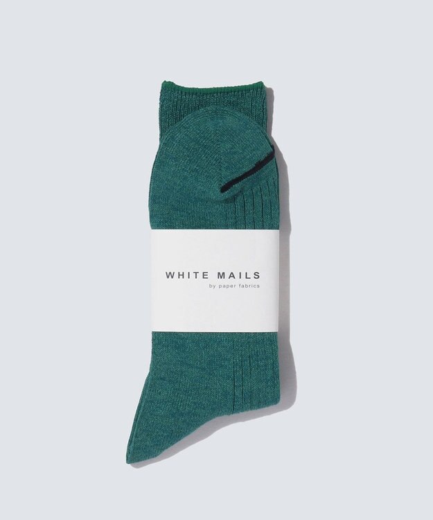 WHITE MAILS PAPER RIB CREW SOCKS ソックス グリーン
