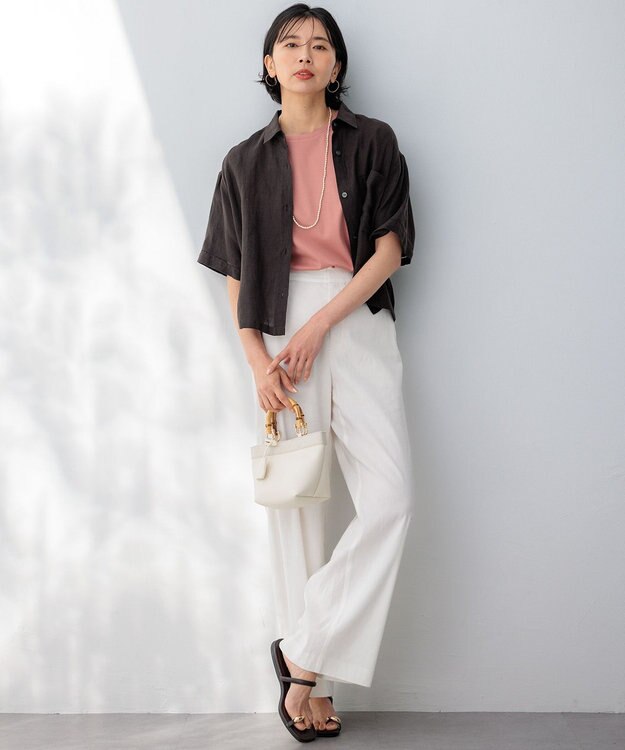 23区 【接触冷感/洗える】フレンチスリーブ IT TEE テラコッタピンク系