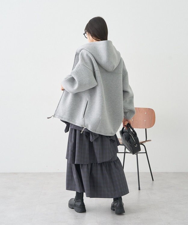 earth music&ecology ハイウエストランダムティアードチェックスカート Check Gray