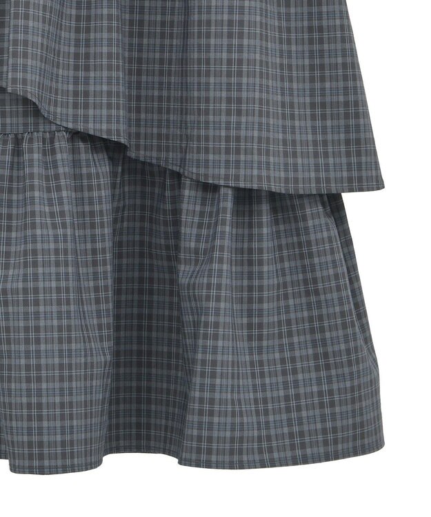 earth music&ecology ハイウエストランダムティアードチェックスカート Check Gray