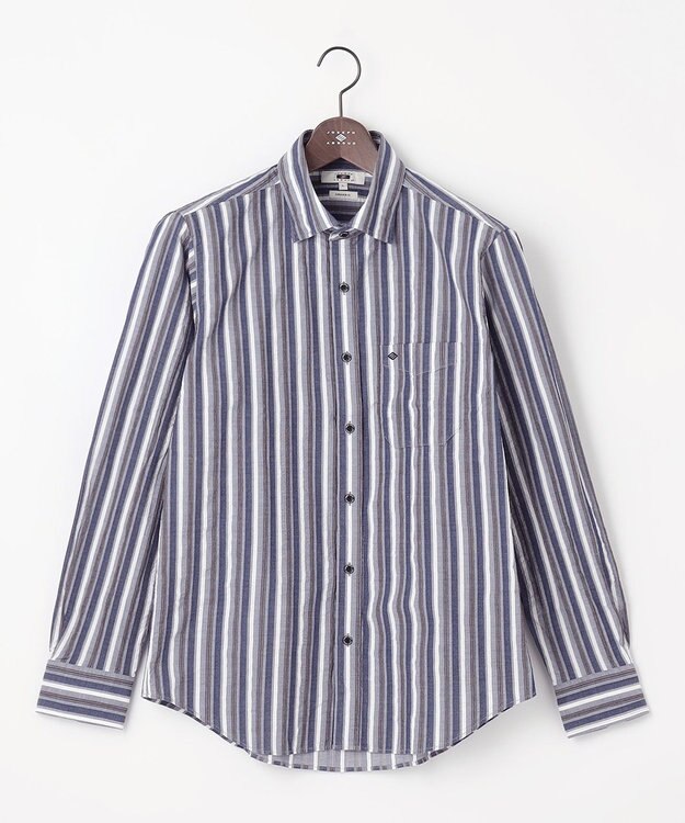 JOSEPH ABBOUD 【オーガニックコットン】オーガニックコードストライプ シャツ ネイビー系1
