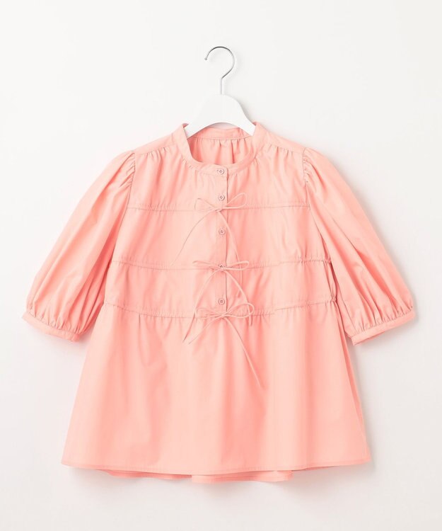 Feroux リボンギャザー ブラウス ピンク系