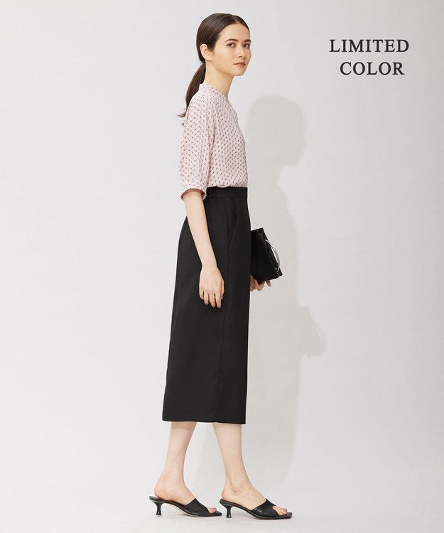 ICB 【接触冷感・UVケア・速乾・洗える】FluidBackSatin ナロースカート ブラック系［WEB限定］