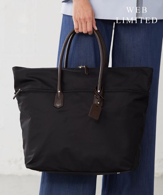 J.PRESS LADIES 【WEB限定・A4サイズ収納可】 ナイロントラベル トート バッグ ブラック系