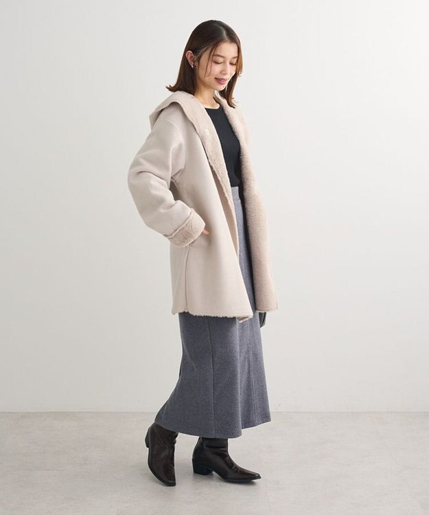 Green Parks フーディガウンコート Light Beige