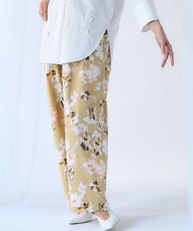23区 【GOLD LABEL】ペインティングフラワープリント ワイドパンツ