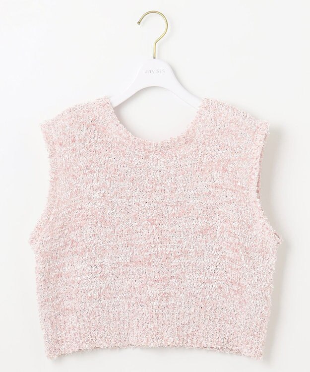 ANY SIS L 【前後着用可】リボンヤーン ベスト ピンク