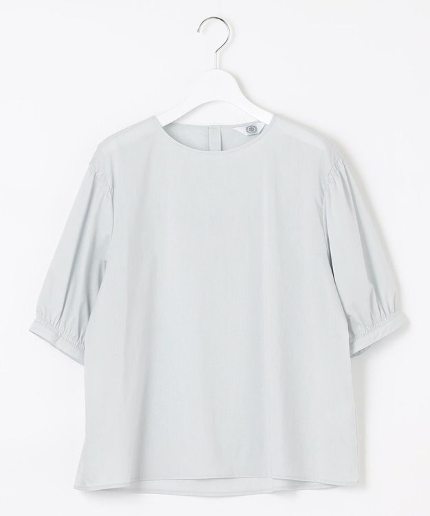 J.PRESS LADIES L 【WEB限定カラーあり・洗える】ラミーポプリン ボリュームスリーブ ブラウス ライトグレー系