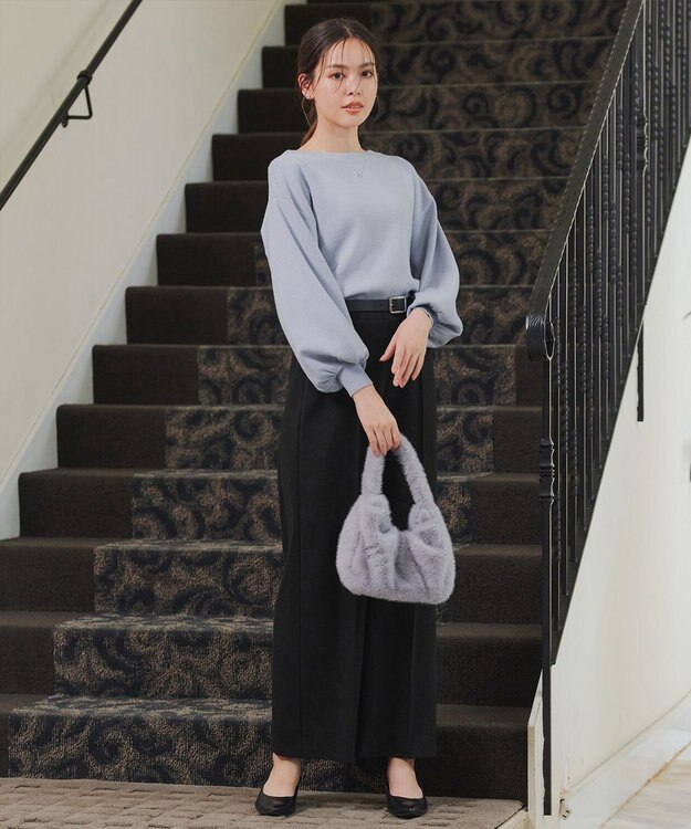 Tiaclasse 【安田美沙子さん着用・新色追加・洗える】ボリュームパフスリーブニット サックス