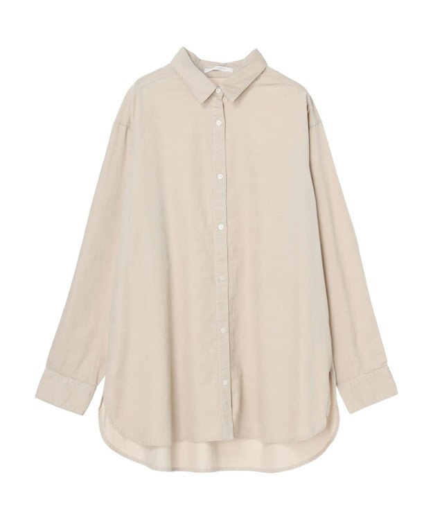 Green Parks 柔らかい細コールシャツ Ecru