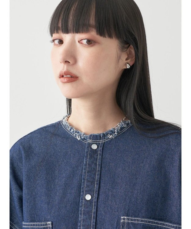 earth music&ecology スクエアデニムシャツ Indigo