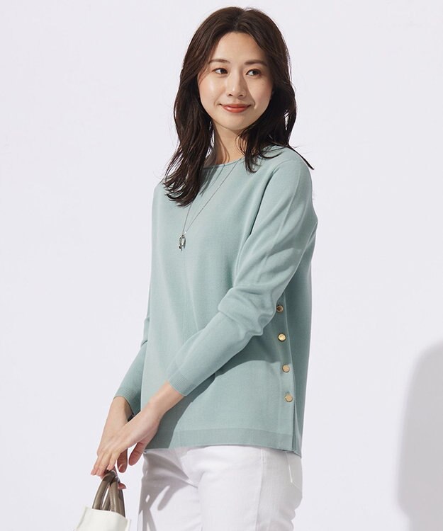 J.PRESS LADIES S 【洗える】COTTON ACETATE クルーネック ニット ミント系