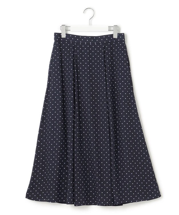 23区 L 【洗える】トライアングルプリント スカート ネイビープリント