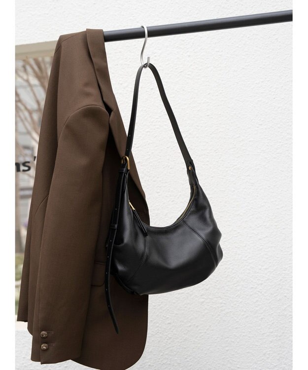 style code 【ペットボトル収納可能】[Lyrss/リルス] 牛革 ショルダーバッグ ブラック