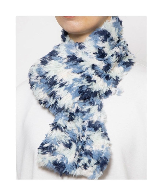 UNBILLION カシュネ cache nez / エコファーカスリニットネックマフラー ブルー