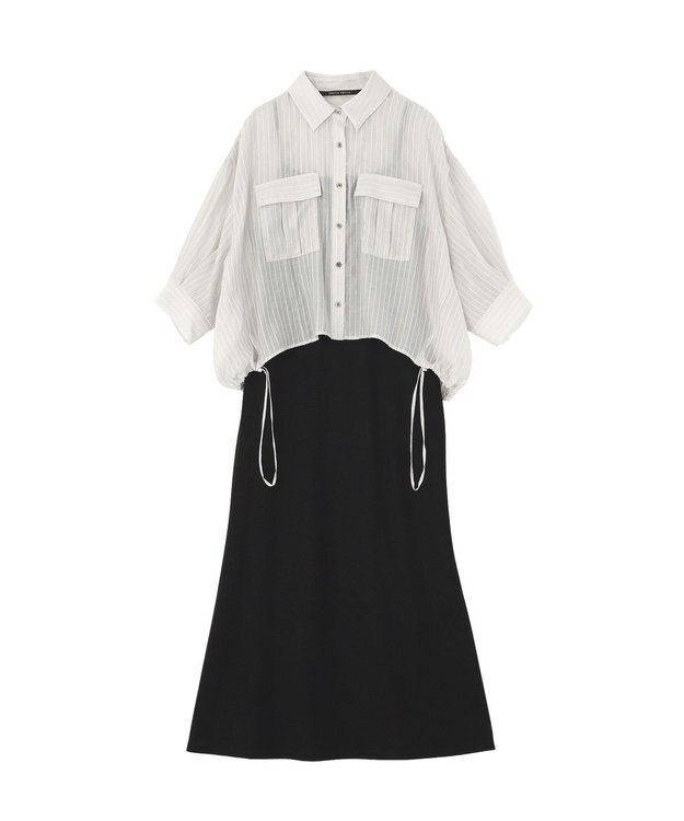 YECCA VECCA 【2点SET】ミリタリーシアーシャツセットキャミワンピース Black