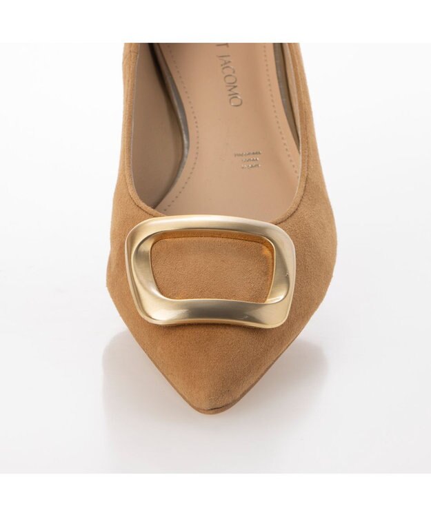 MODE ET JACOMO <MODE ET JACOMO>ポインテッドトゥバックルパンプス キャメルスエード