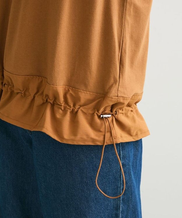 Green Parks 裾ドロスト５分袖ドッキングチュニック Yellow