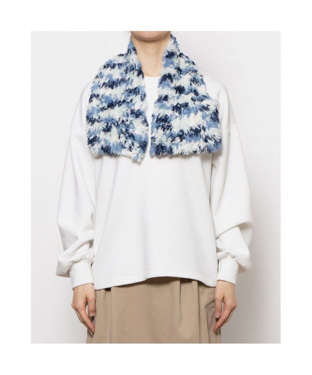 UNBILLION カシュネ cache nez / エコファーカスリニットネックマフラー ブルー