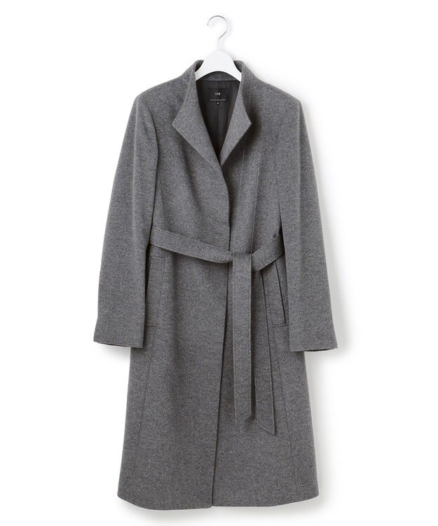 23区 L ウールカシミヤビーバー スタンドカラー  コート グレー系