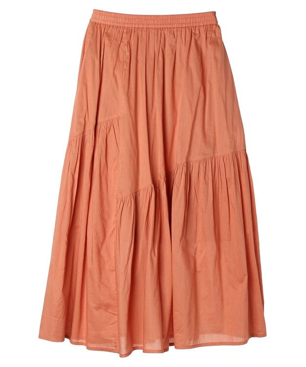 earth music&ecology コットンボイルランダム切替フレアスカート Orange