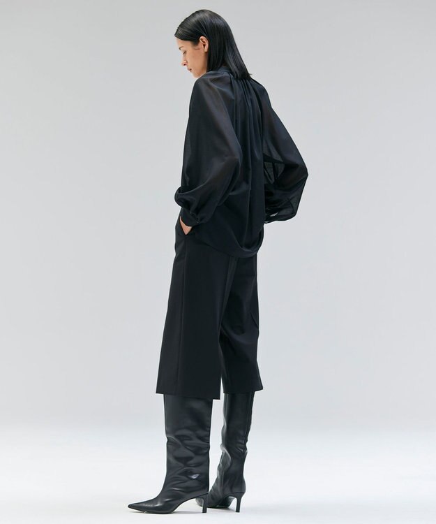 BEIGE， 【洗える】MOYE / シアーウールパフスリーブブラウス Black