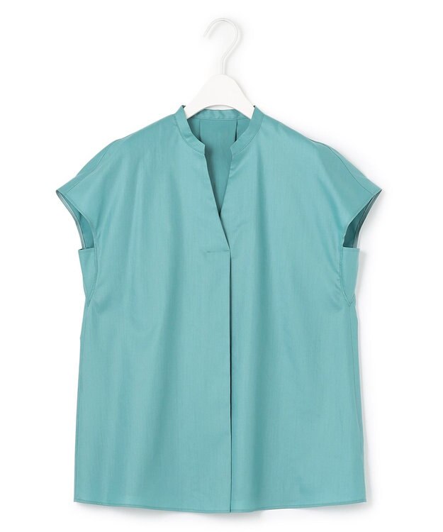 ICB L 【接触冷感・洗える】エステルラミーチンツ プルオーバーブラウス セルリアン系