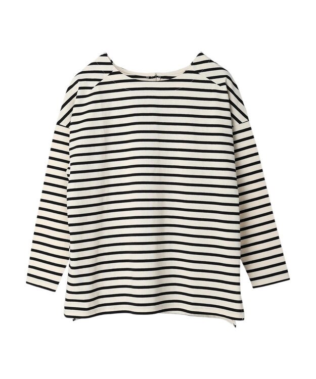 earth music&ecology バック釦ボーダーチュニック Ivory